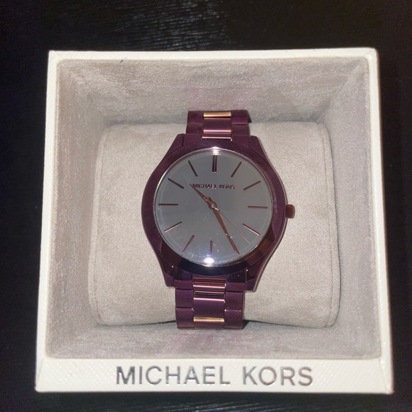 Michael Kors Men's Purple and Rose Gold Stainless Steel Watch